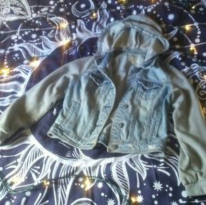 hooded jean sweatshirt